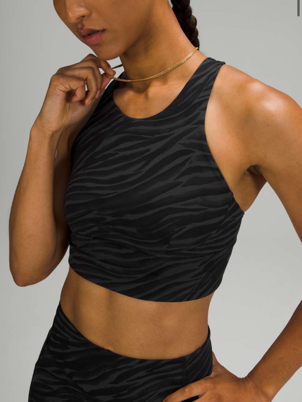 129. Lululemon Wunder Train Long-Line Bra Le Tigre Camo Deep Coal Multi Size 14
